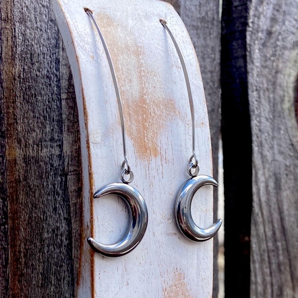 Moon Goddess Heavy Stainless Steel Earrings - Picture 4 of 12